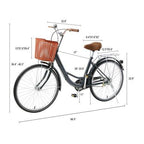 Preenex Girl Beach Cruiser Bike, Commuter Bicycle for Women, High-Carbon Steel Frame, Rear Racks, 26 In. Wheels, Blue