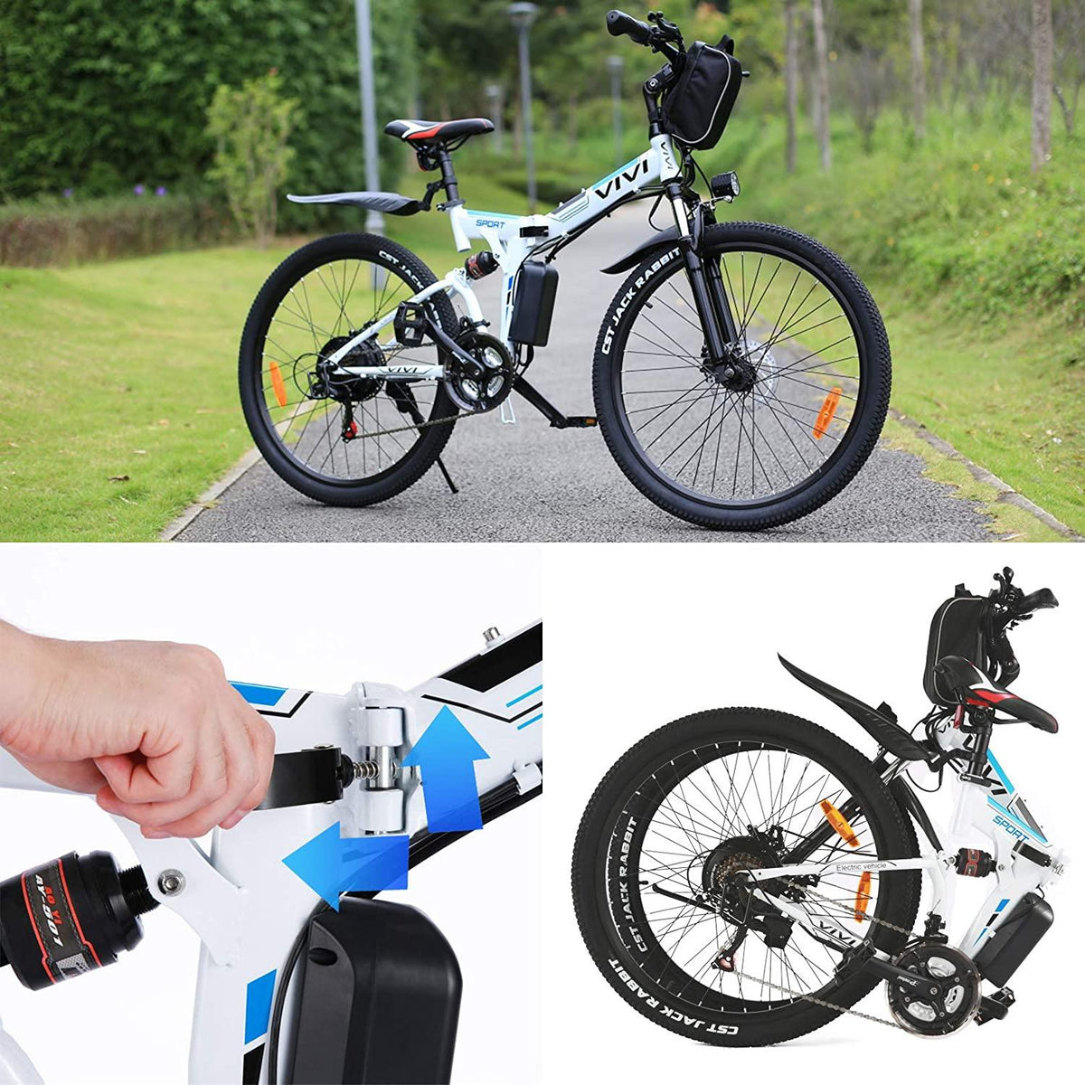 VIVI Folding Electric Bike 350W, Adult Electric Bikes, 26" Mountain Bike with 8Ah Battery, 20 Mph Speed/RecharMilea25 Mile/ 4 WorMode