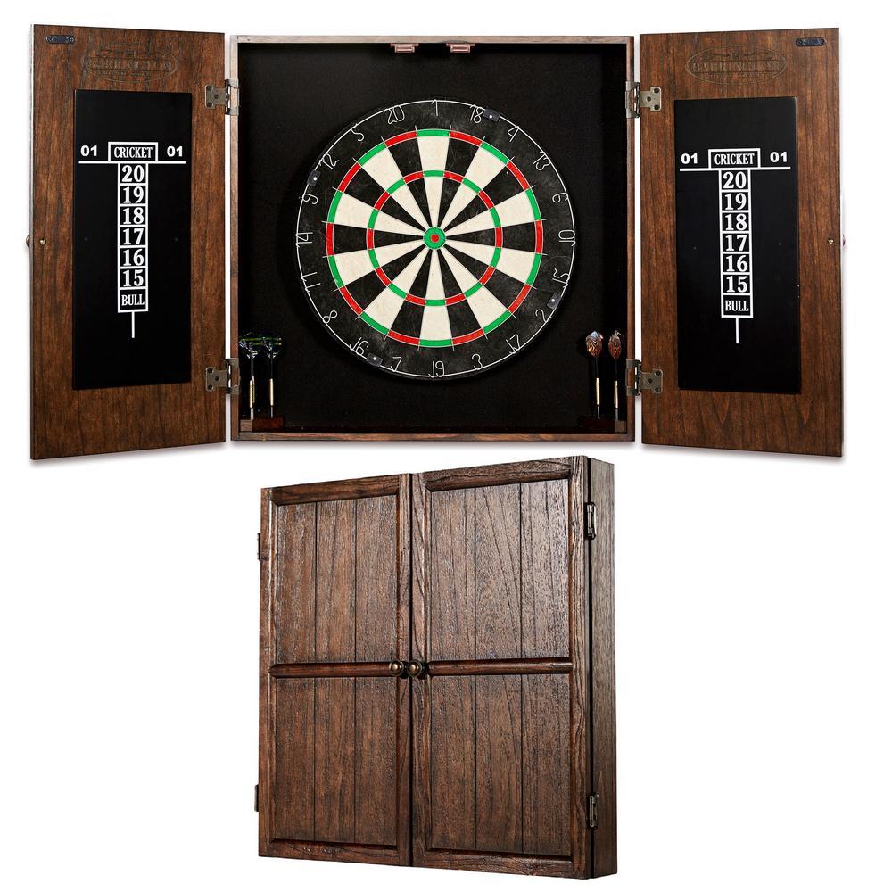 Webster Bristle Dart Board and Solid Wood Cabinet Set