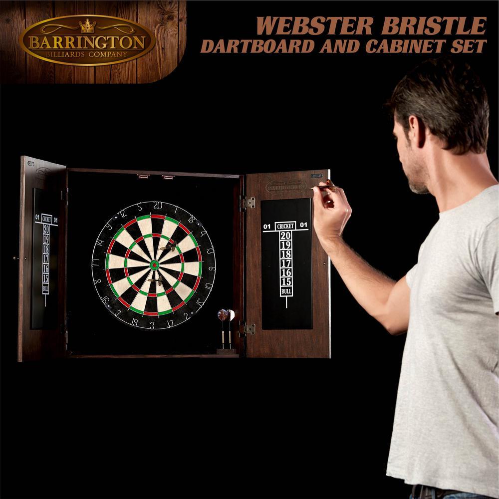 Webster Bristle Dart Board and Solid Wood Cabinet Set