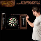 Webster Bristle Dart Board and Solid Wood Cabinet Set
