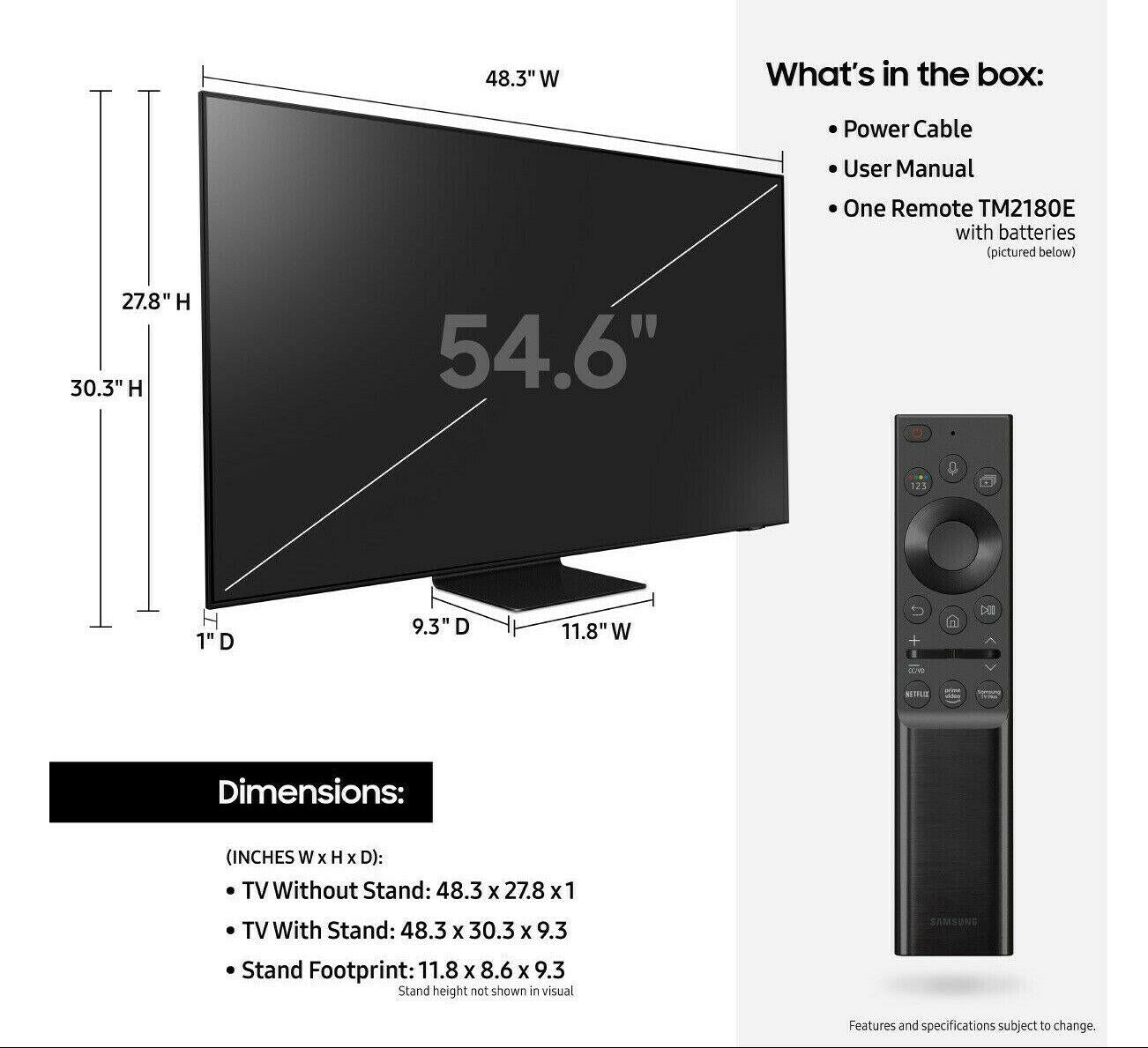 samsung qn90a 50" 4k ultra hd hdr smart qled tv - 2021 model *qn50qn90a