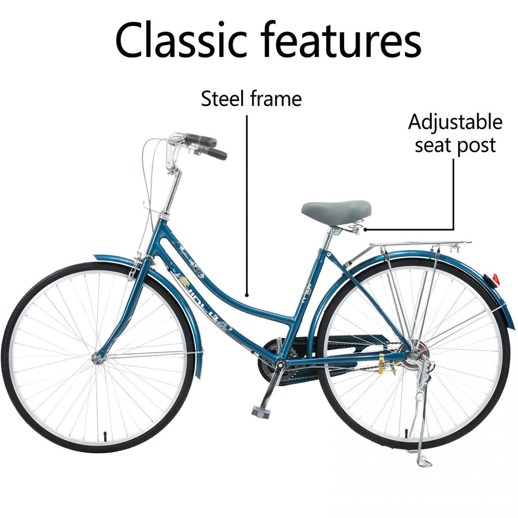 HOMBOM 26-Inch Single Speed Bicycle Womens Comfort Bikes Beach Cruiser Bike for Women Comfortable Bicycle