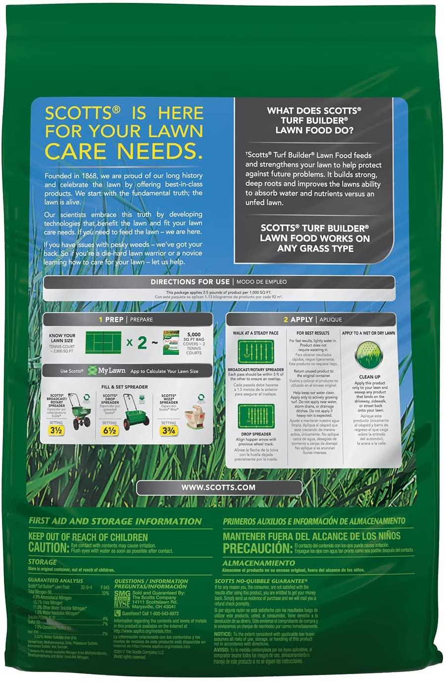 scotts turf builder lawn food, 37.5 lbs., 15,000 sq. ft.