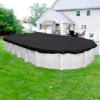 18' x 33' oval above ground swimming pool mesh winter cover 10 year - black