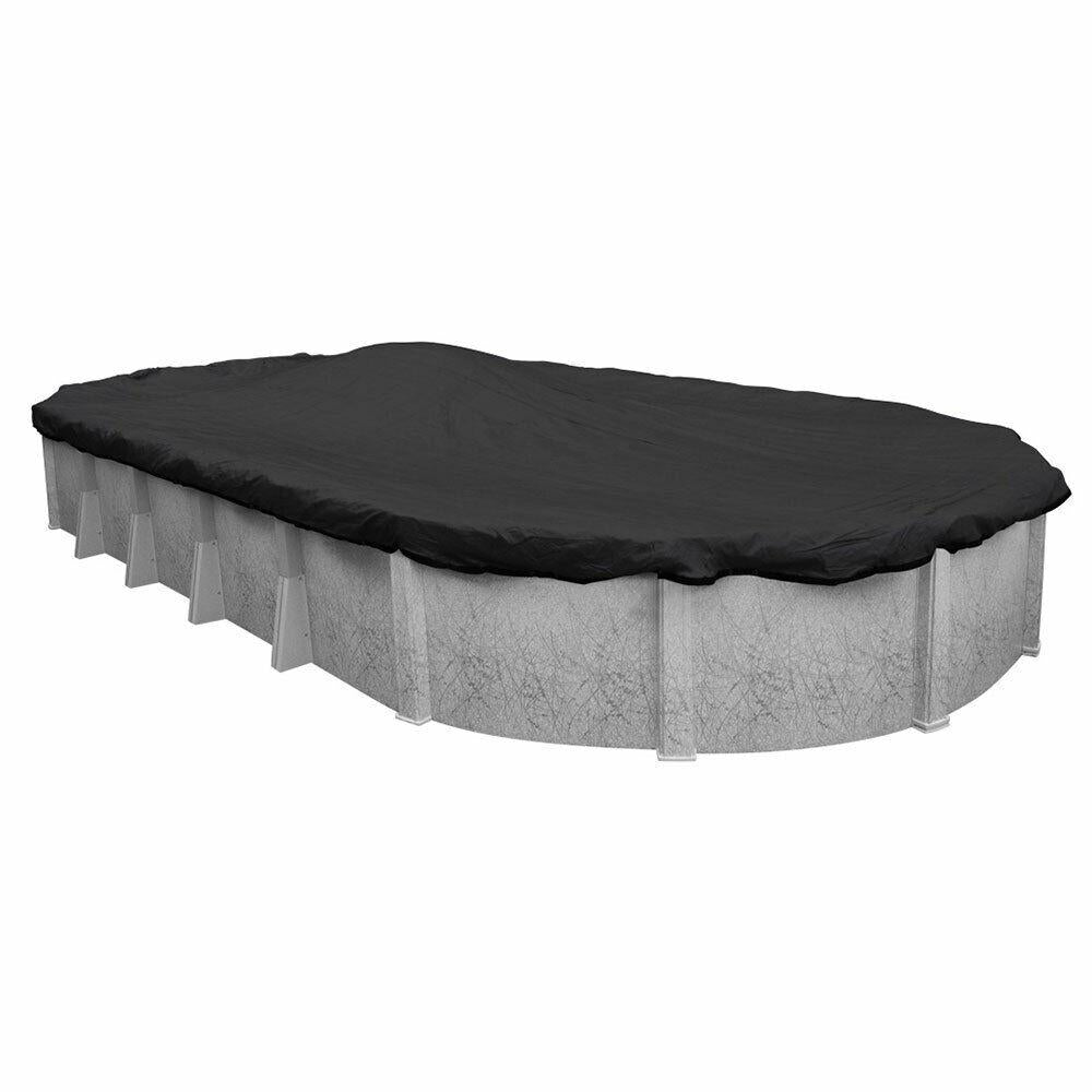 18' x 33' oval above ground swimming pool mesh winter cover 10 year - black