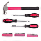 148-Piece Automotive And Household Tool Set, Pink Repair Kit Case | Versatile tool assortment for car maintenance, home repairs, DIY projects, furniture setup, and daily fixes in a molded case.