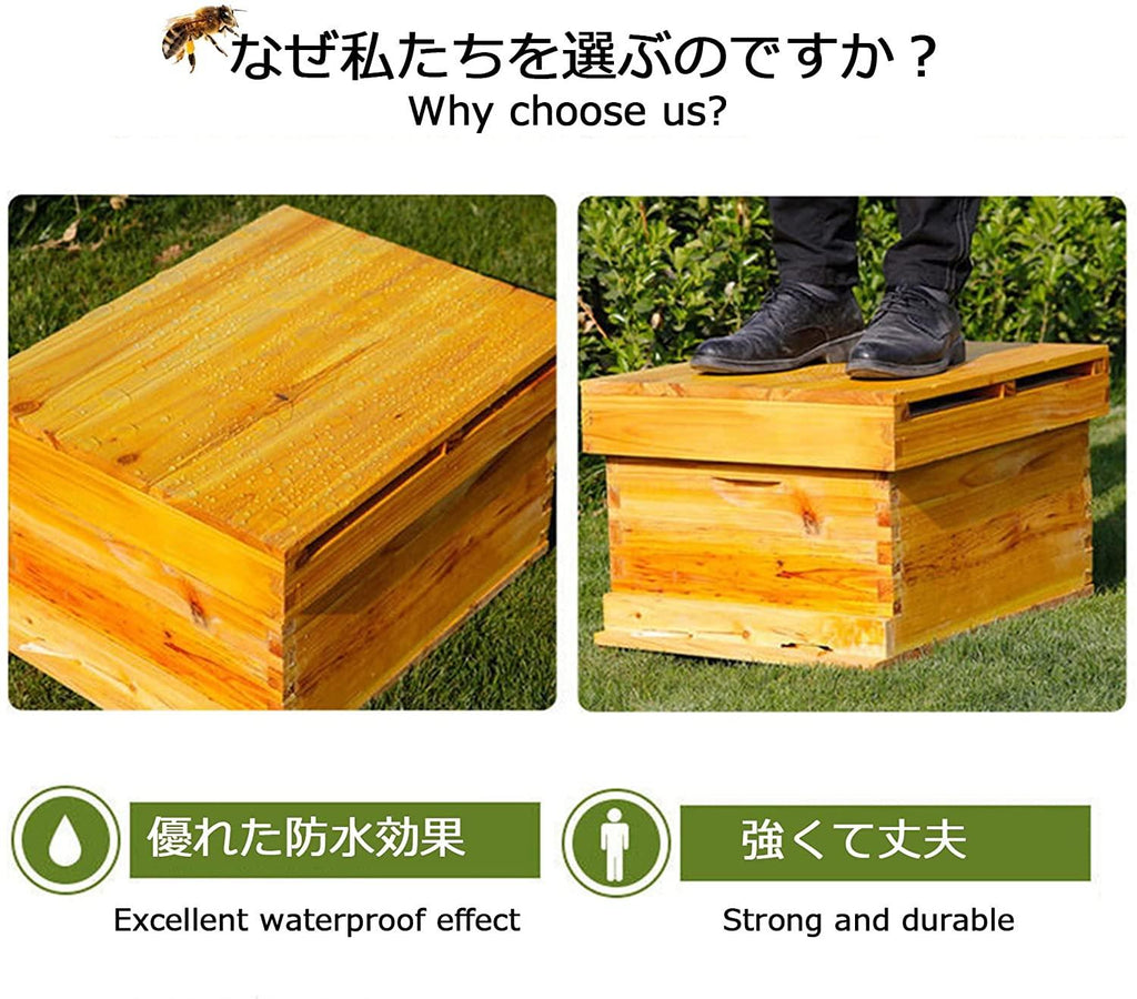 yyhj 10 frame beehive,wooden flow bee hive boxes house,bee box supplies starter kit,dipped in 100% beeswax,includes wooden frames &amp; waxed foundations,for beginner,honey bee hives