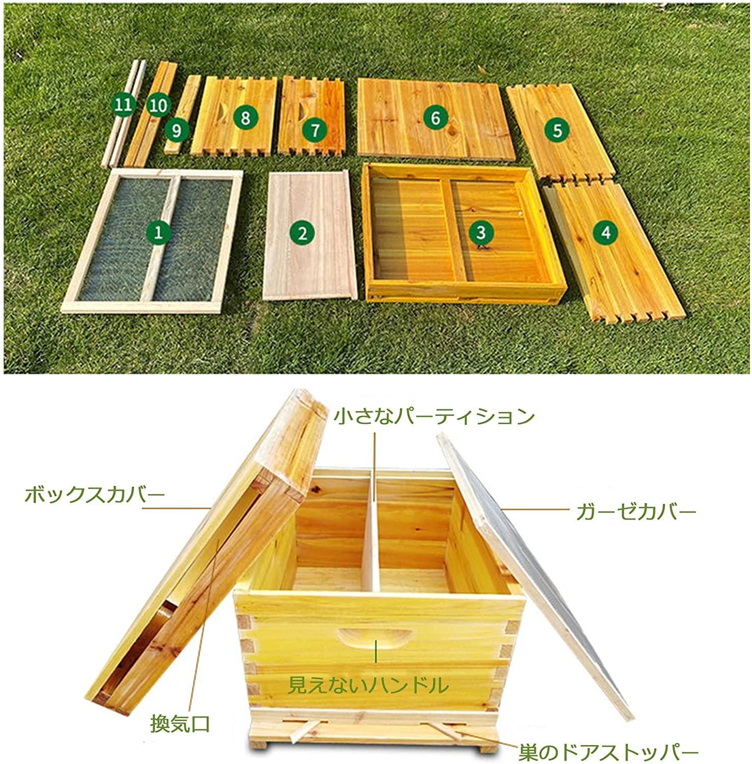yyhj 10 frame beehive,wooden flow bee hive boxes house,bee box supplies starter kit,dipped in 100% beeswax,includes wooden frames &amp; waxed foundations,for beginner,honey bee hives