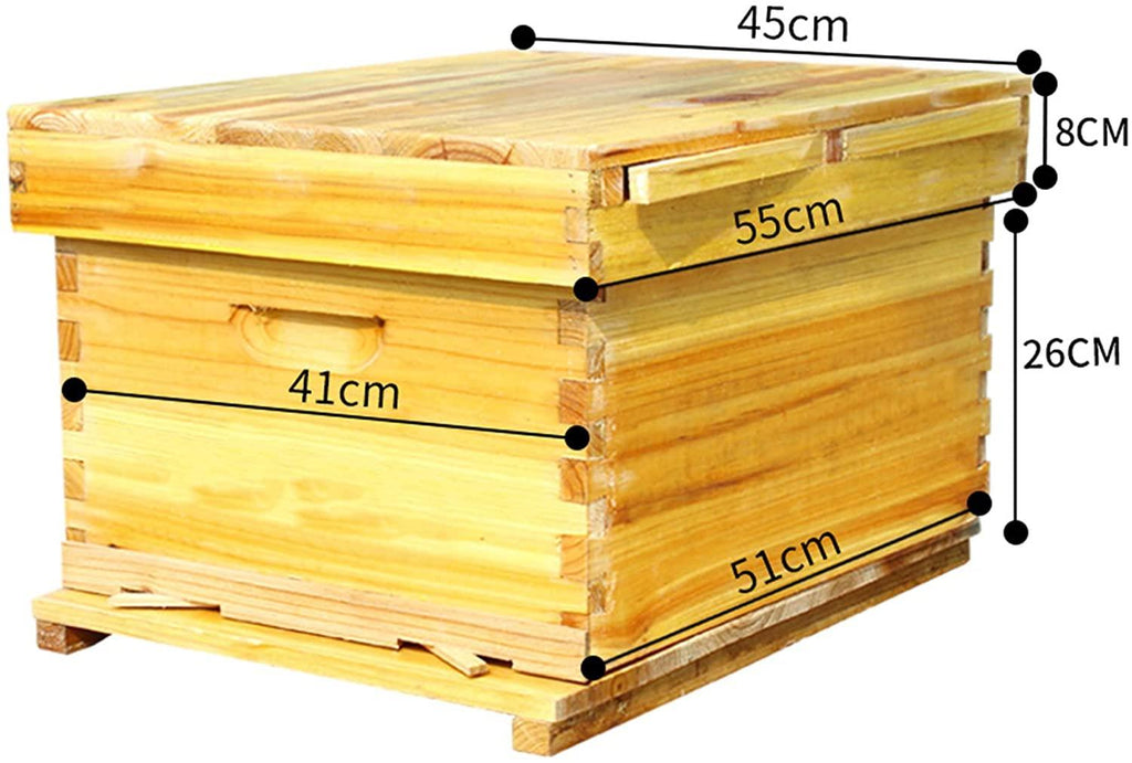 yyhj 10 frame beehive,wooden flow bee hive boxes house,bee box supplies starter kit,dipped in 100% beeswax,includes wooden frames &amp; waxed foundations,for beginner,honey bee hives