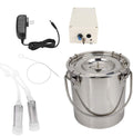 heepdd milking machine, portable electric cow milker milking kit with 2 teat cups adjustable vacuum pump box 5l stainless steel milk bucket 100-240v