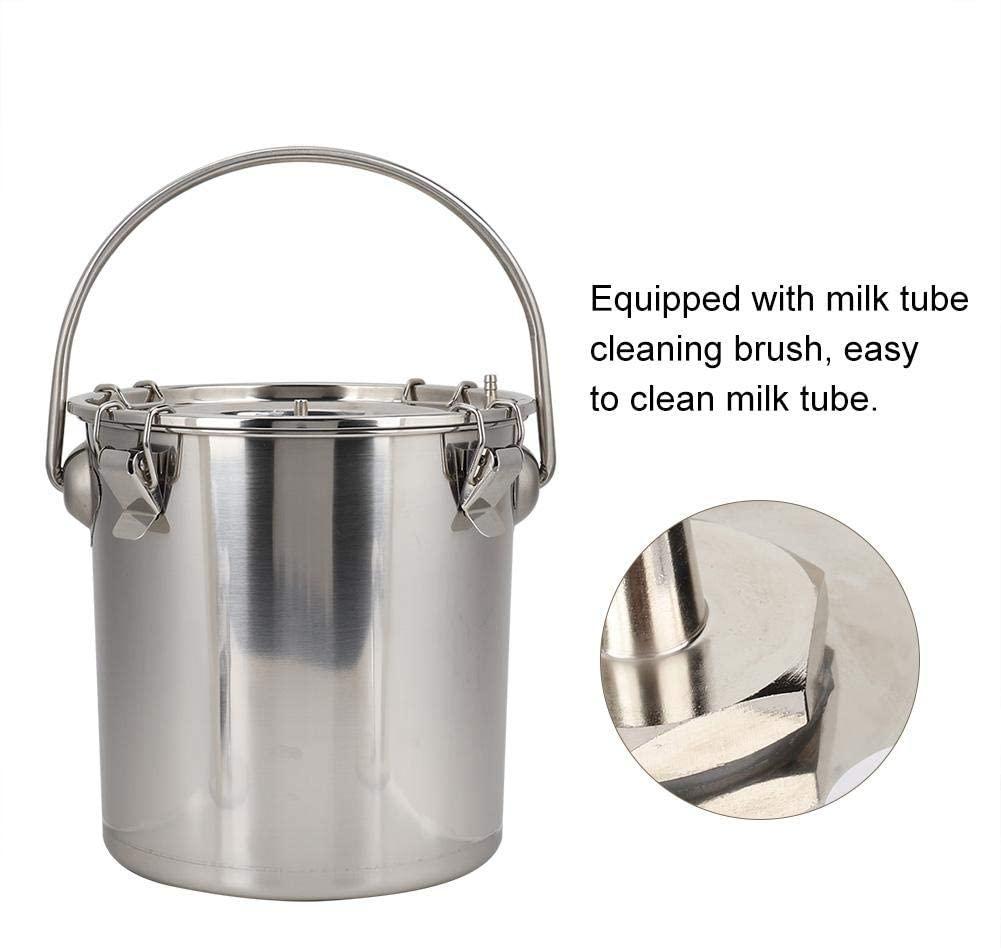 heepdd milking machine, portable electric cow milker milking kit with 2 teat cups adjustable vacuum pump box 5l stainless steel milk bucket 100-240v