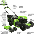 48V (24V x 2) 20" Cordless Battery Mower, 12" String Trimmer/Edger, &amp; 320 CFM Blower Combo Kit w/ (2) 4.0Ah Batteries, (1) 2.0Ah Battery &amp; Chargers
