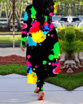 tie dye print pants &amp; long sleeve cardigan set