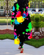 tie dye print pants &amp; long sleeve cardigan set