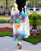 tie dye print pants &amp; long sleeve cardigan set