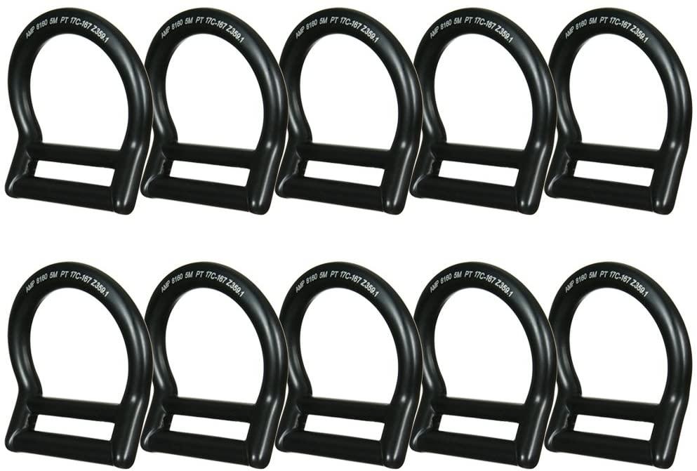 Fusion Climb Bent Aluminum Slotted Light Weight D-Ring for 1 3/4" Webbing Matte Black 10-Pack