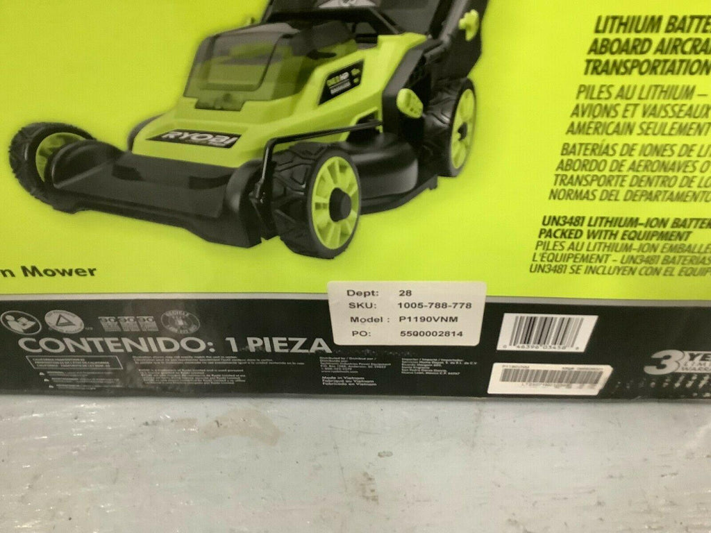 RYOBI 18V HP Brushless Cordless 16-inch Walk-Behind Push Lawn Mower P1190