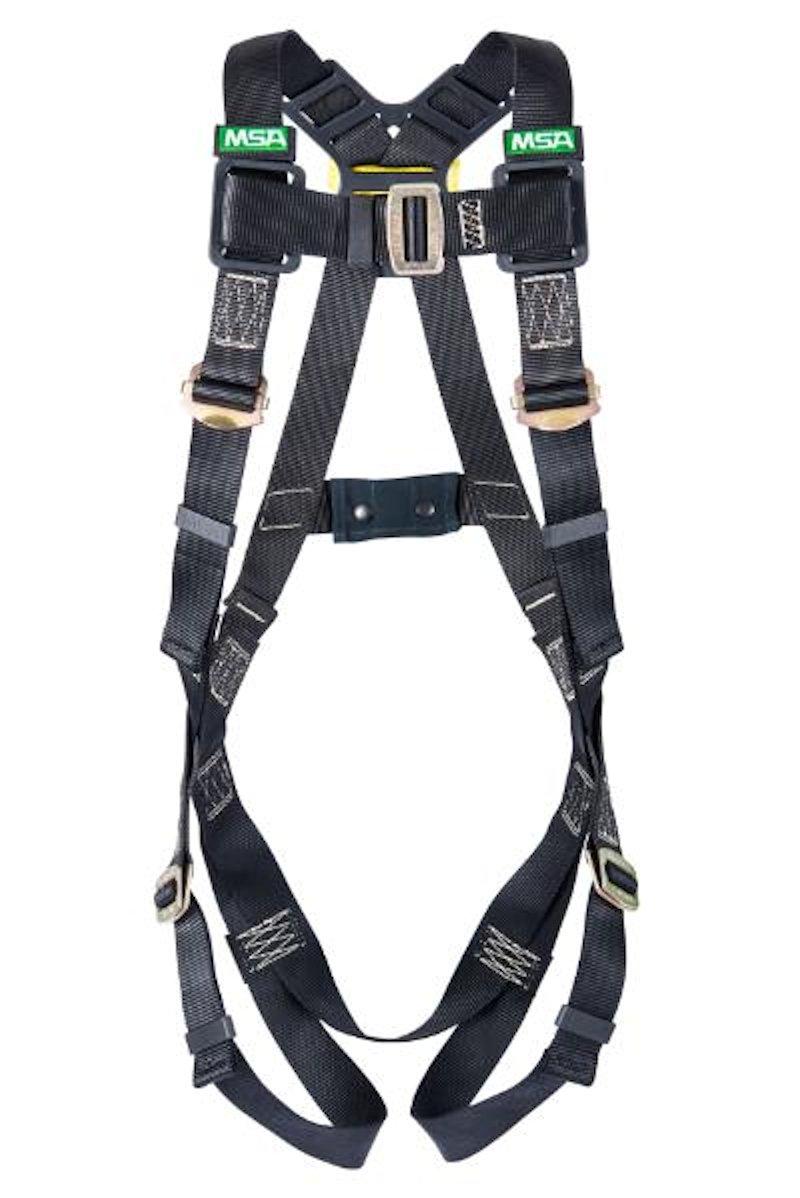 MSA 10163305 Workman Arc Flash Full Body Harness with Back Web Loop, Crossover, Tongue Leg Buckle, Rubber Covers, Super X-Large