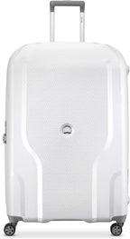 Clavel Hardside Expandable Luggage with Spinner Wheels, White, Checked-Medium 25 Inch