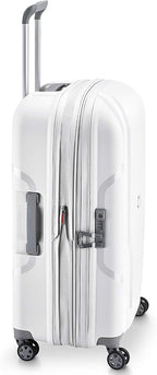 Clavel Hardside Expandable Luggage with Spinner Wheels, White, Checked-Medium 25 Inch