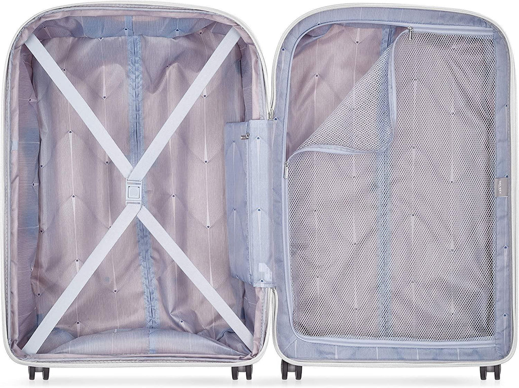 Clavel Hardside Expandable Luggage with Spinner Wheels, White, Checked-Medium 25 Inch