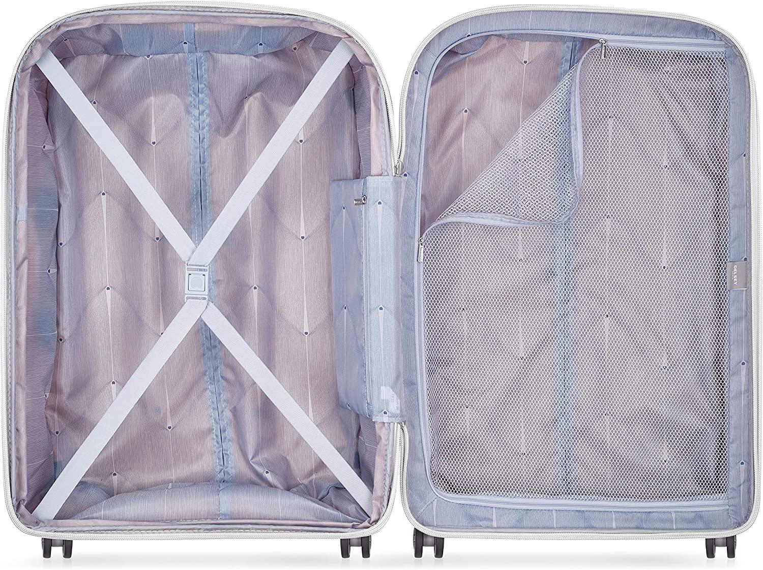 Clavel Hardside Expandable Luggage with Spinner Wheels, White, Checked-Medium 25 Inch