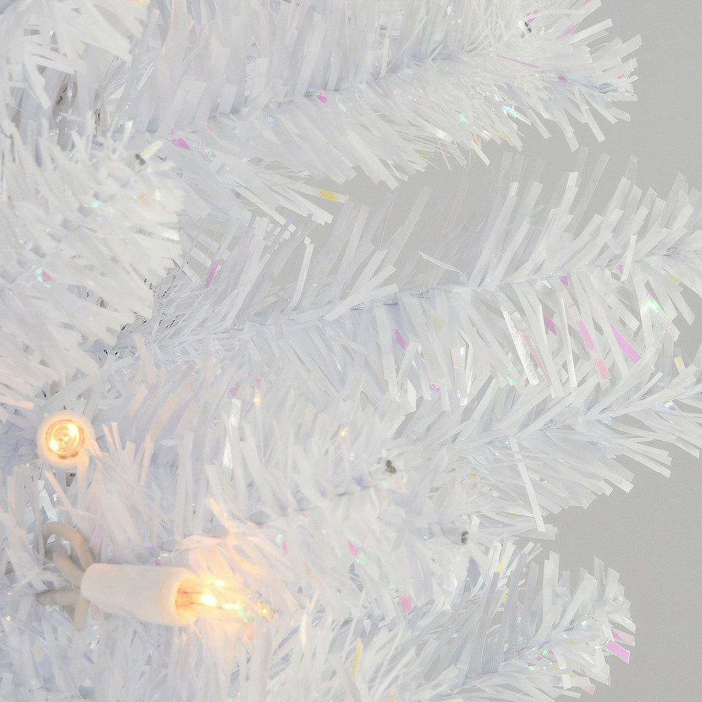 7' Pre-Lit White Iridescent Tinsel Artificial Christmas Tree - Clear Lights