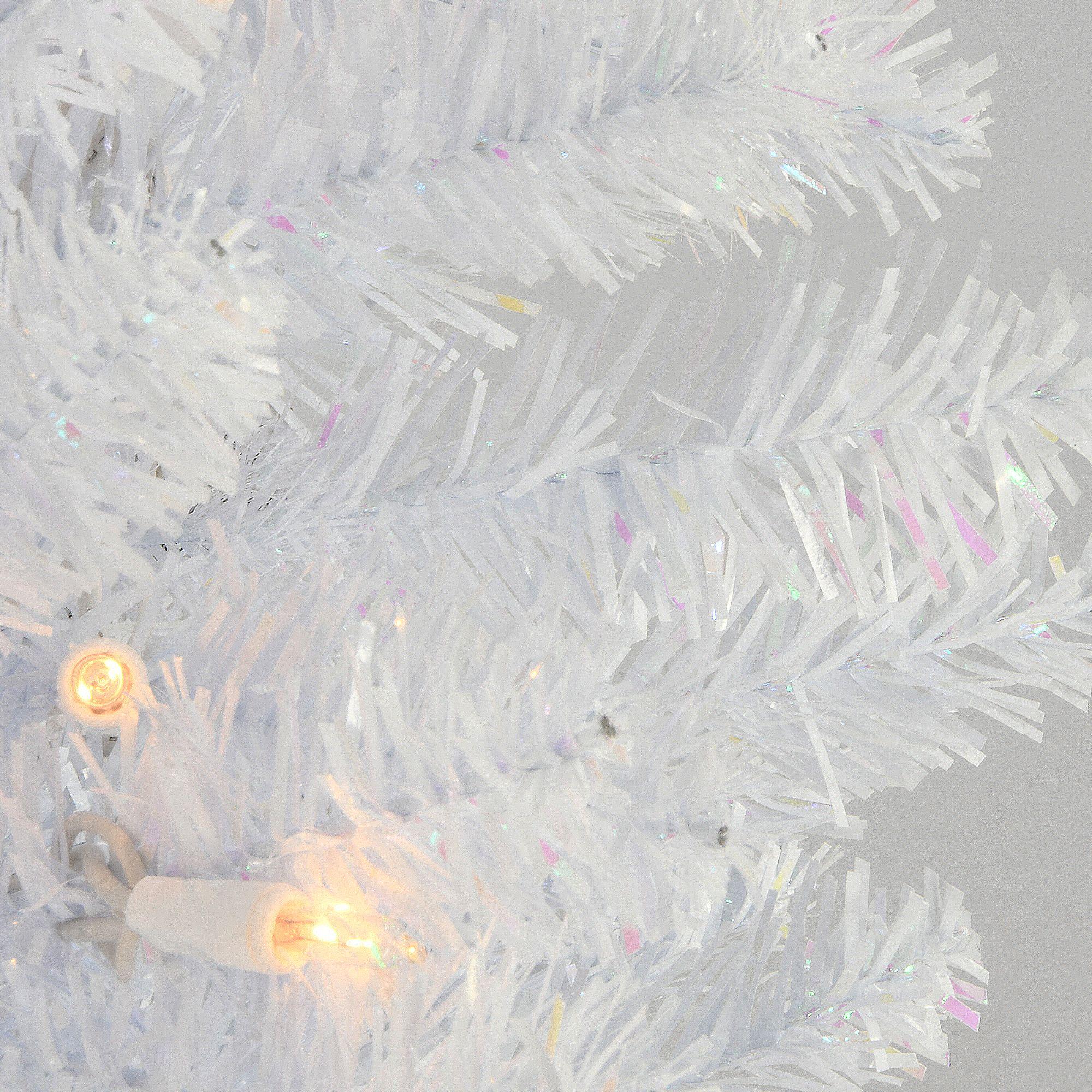 7' Pre-Lit White Iridescent Tinsel Artificial Christmas Tree - Clear Lights