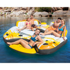 57276EP 5 Person Large Inflatable Laguna Lake Water Island Lounging Pool Float, Yellow