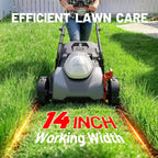 14 Inch Battery Lawn Mower, Lightweight Push Mower with 5.0Ah Battery, Easy-Start Cordless Grass Cutter for Small Yards