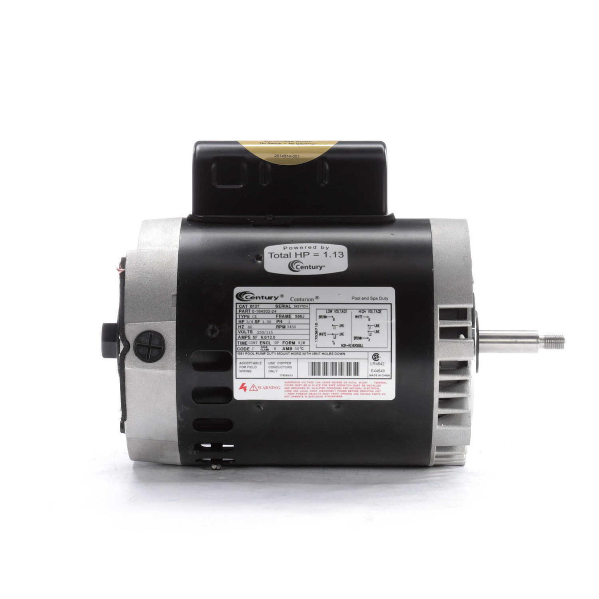 3/4 hp 3450 rpm 56j frame 115/230v swimming pool pump motor century # b127