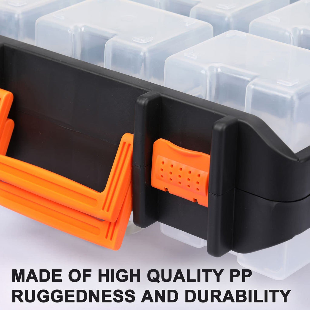 16 Compartments Detachable Toolbox Organizer,Hardware Organizer Box with Removable Sections,Carrying StoraCase for Patts,Screws,Bolts,Nuts,Toys