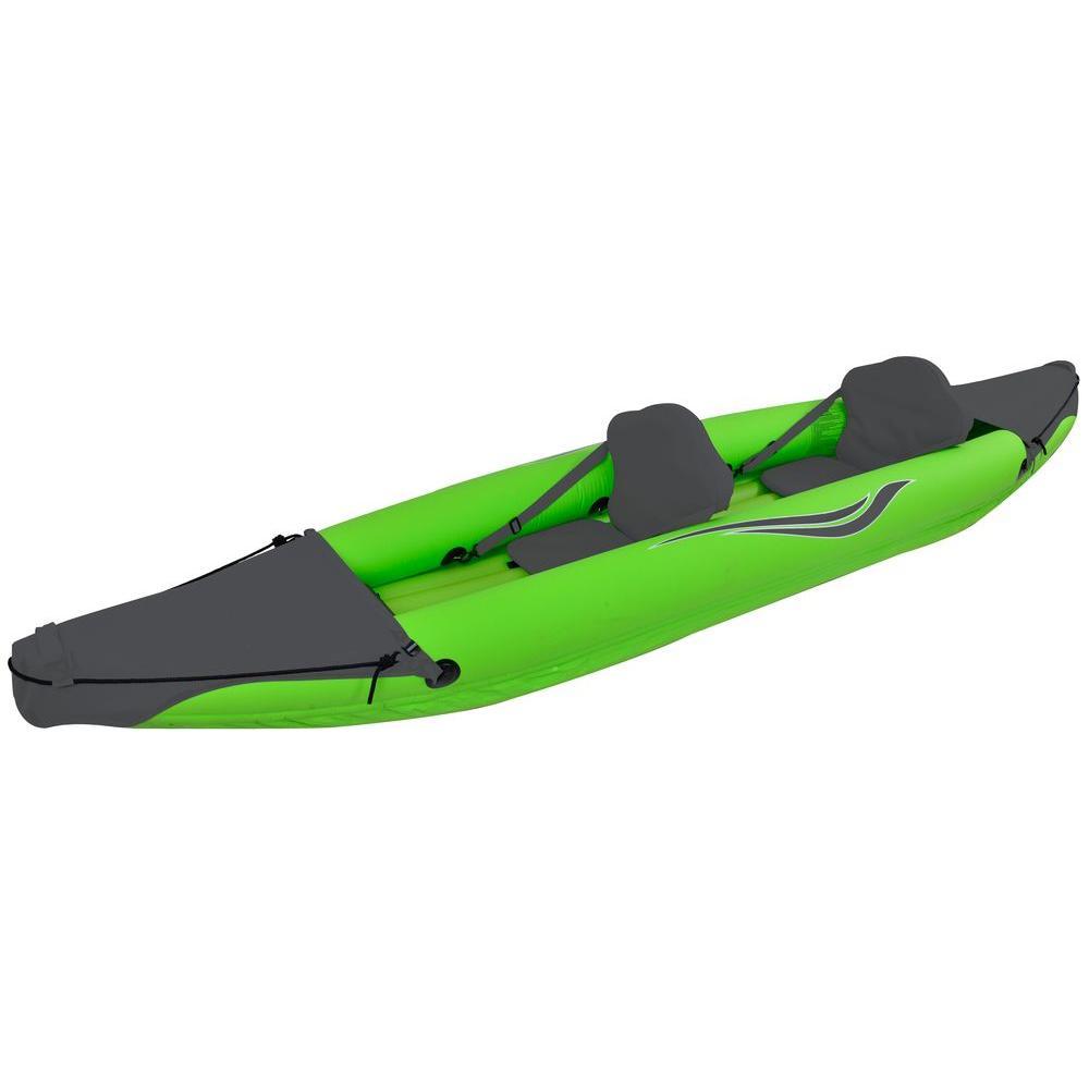 12 ft. Green Inflatable 2-Person Sport Kayak with Rotatable Paddle