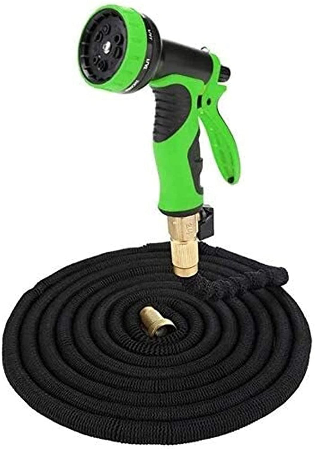 Garden Glue Hose, Expandable Natural Latex Garden Watering Hose Triple Elongation 25-100FT Telescopic Flexible Hose Car Wash Hose with 10 Mode Water Gun (Color : Black)