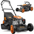 21” Self Propelled Lawn Mower Gas, 170CC 4-IN-1 Mulch/Rear Bag/Side Discharge/Rear Discharge, Walk-Behind Gas Lawnmower with 7-Position Cutting Height, Foldable Gas Powered Lawn Mowers for Lawn Garden