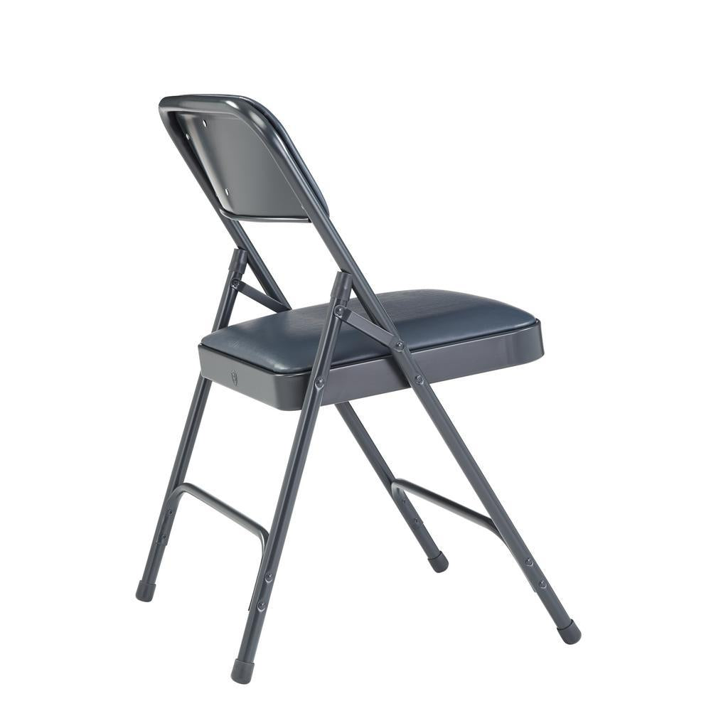 Blue Vinyl Padded Seat Stackable Folding Chair (Set of 4)