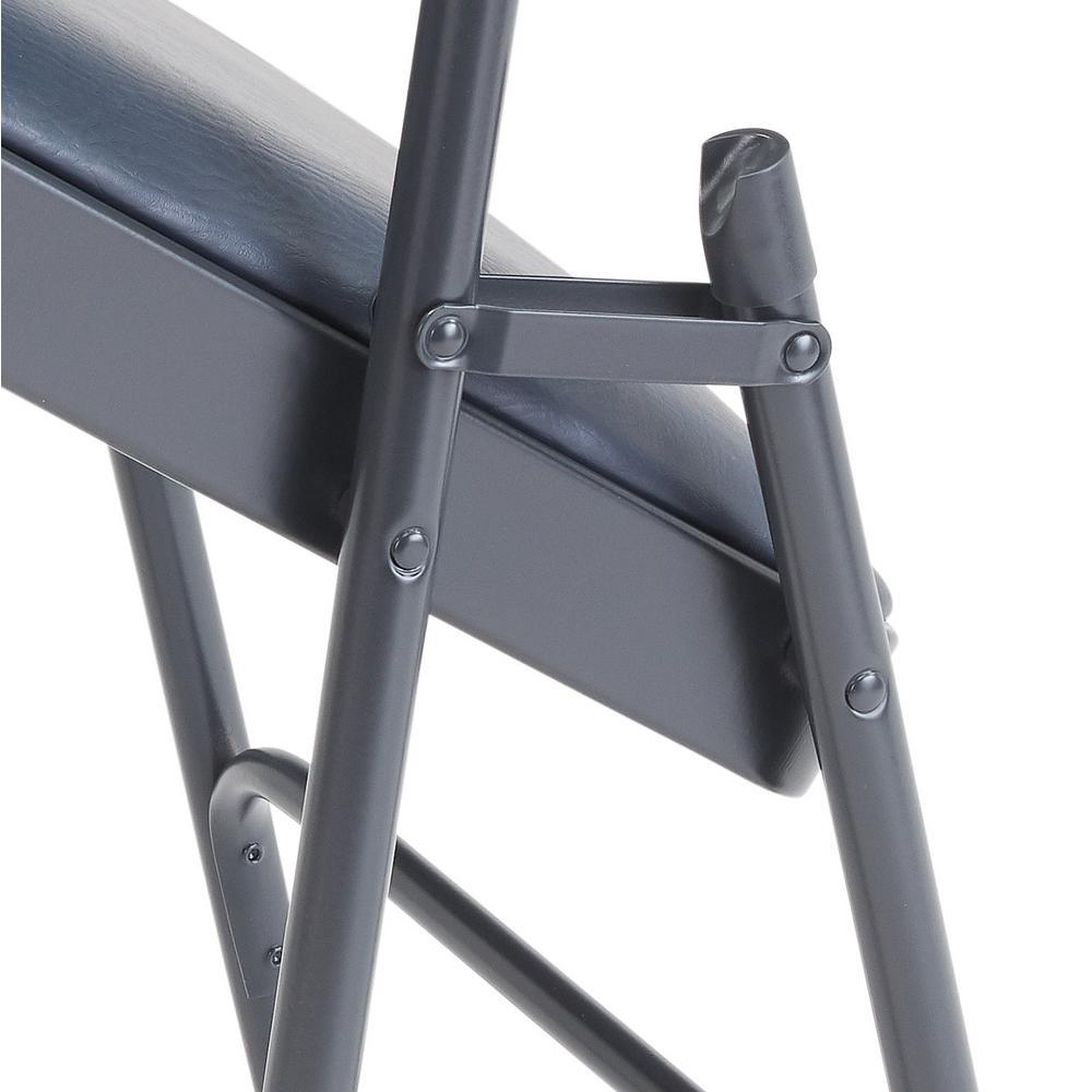 Blue Vinyl Padded Seat Stackable Folding Chair (Set of 4)