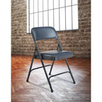 Blue Vinyl Padded Seat Stackable Folding Chair (Set of 4)