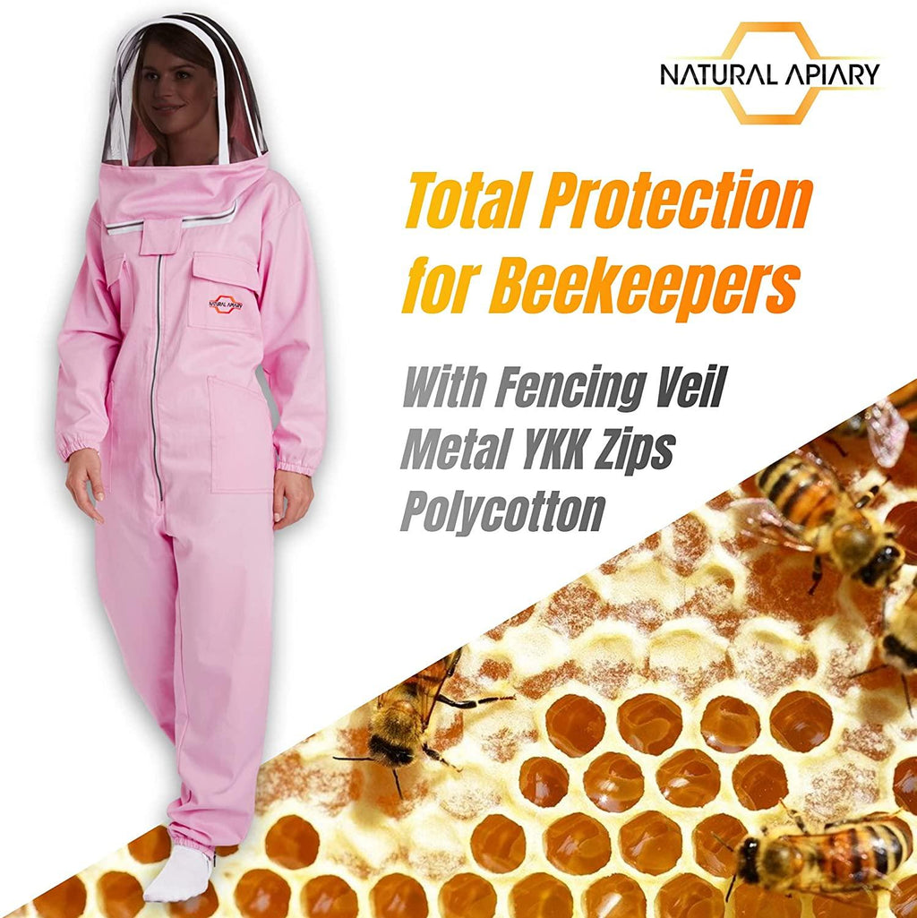 natural apiary - apiarist beekeeping suit with 1 x non-flammable fencing veil mesh - total protection for backyard &amp; beginner bee keepers