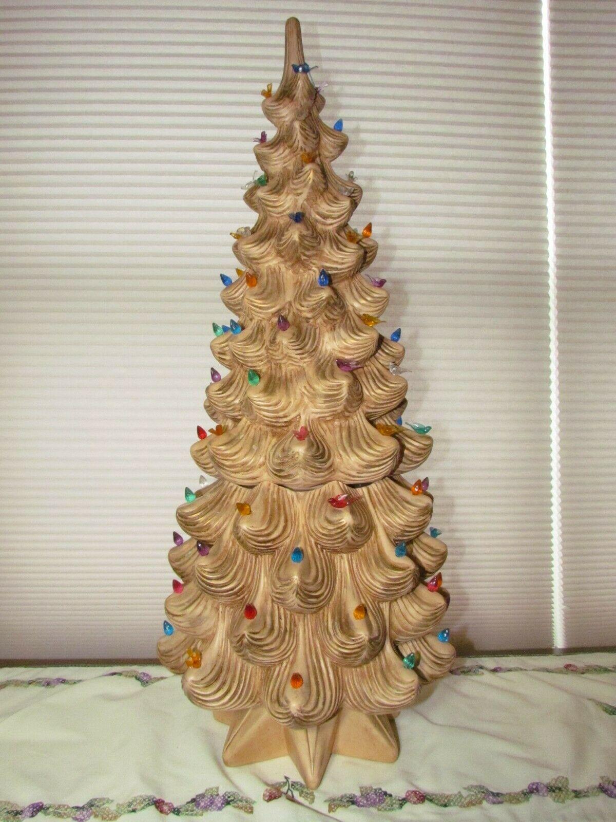 Beige/Tan Ceramic Christmas Tree 34  Atlantic Mold 3 TIER A834