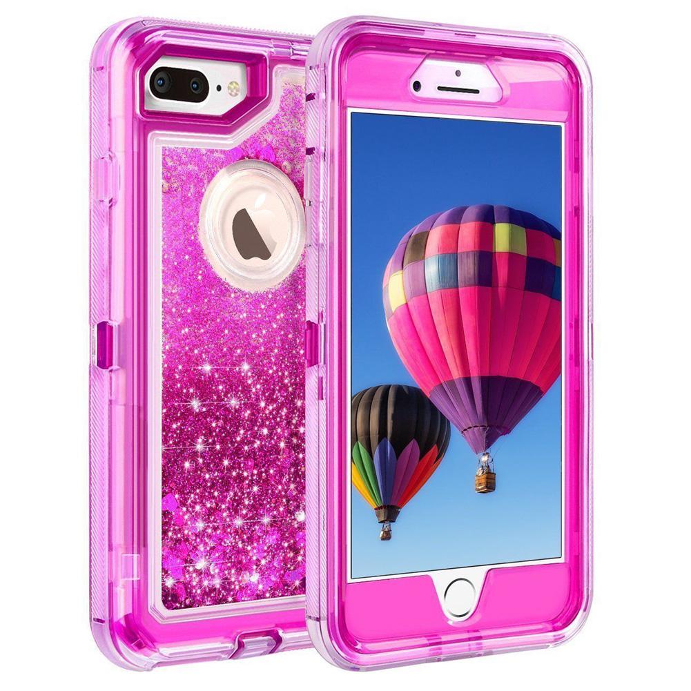 Phone Case - 3 Layers Shockproof Glitter Sparkling Dynamic Sands Full Protection Case For iPhone XR XS(Max) X 8 7 6S 6/Plus
