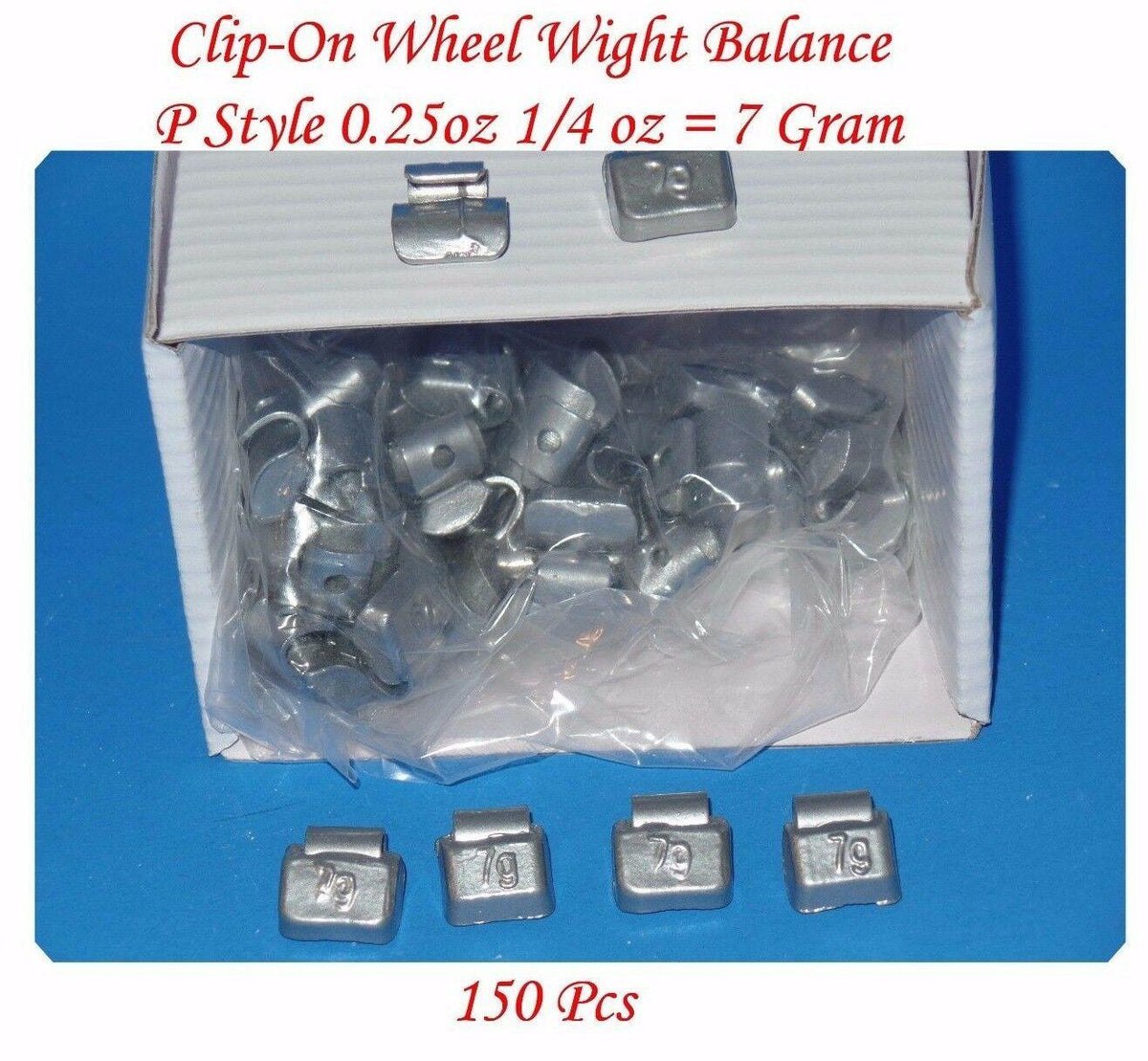 150 Pcs 0.25 oz 1/4 oz P Style Steel Wheel Weight, Clip on balancing