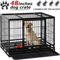 Dog Crate Cafor LarDogs Heavy Duty 48 /36Inches Dog Kennel Pet Playpen for Training Indoor Outdoor with Plastic Tray Double Doors &amp; Locks