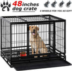 Dog Crate Cafor LarDogs Heavy Duty 48 /36Inches Dog Kennel Pet Playpen for Training Indoor Outdoor with Plastic Tray Double Doors &amp; Locks