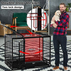 Dog Crate Cafor LarDogs Heavy Duty 48 /36Inches Dog Kennel Pet Playpen for Training Indoor Outdoor with Plastic Tray Double Doors &amp; Locks