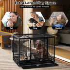 Dog Crate Cafor LarDogs Heavy Duty 48 /36Inches Dog Kennel Pet Playpen for Training Indoor Outdoor with Plastic Tray Double Doors &amp; Locks