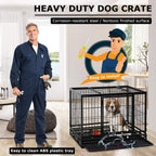 Dog Crate Cafor LarDogs Heavy Duty 48 /36Inches Dog Kennel Pet Playpen for Training Indoor Outdoor with Plastic Tray Double Doors &amp; Locks
