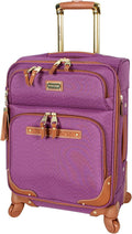 er Luggage Collection - Lightweight Softside Expandable Suitcase for Men &amp; Women - Durable 20 Inch Carry On Bag with 4-Rolling Spinner Wheels (Global Purple)