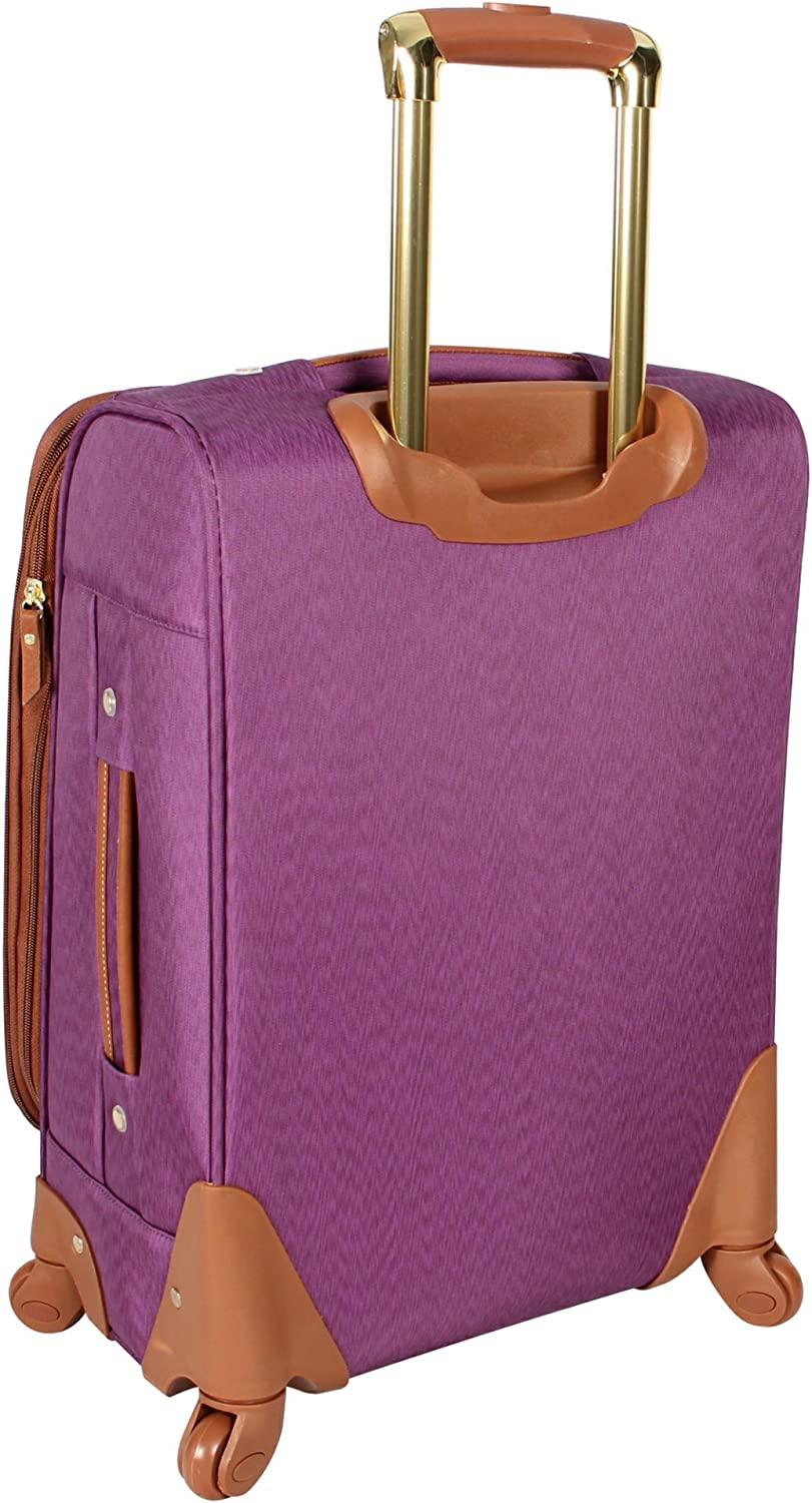 er Luggage Collection - Lightweight Softside Expandable Suitcase for Men &amp; Women - Durable 20 Inch Carry On Bag with 4-Rolling Spinner Wheels (Global Purple)